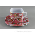 Cartoon Print Melamine Square Cup And Saucer Set